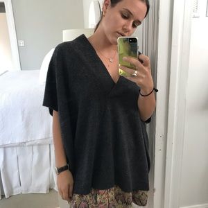 Vince oversized v-neck grey wool and cashmere top